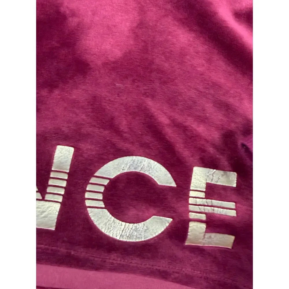 Justice Active Girls Velour Dance Hoodie Jogger Set Burgundy Gold Glitter Size 7